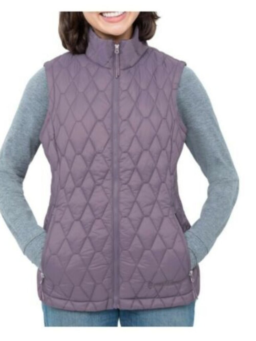 Free Country Puffer Vest Small Purple Quilted Zip Winter Outdoor Warm Cozy NWT